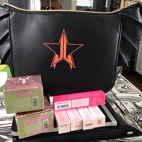 Jeffree Star BUNDLE BatBag Lipgloss & Eye Glosses Blunt of Diamonds & Voyeurism - Picture 2 of 9